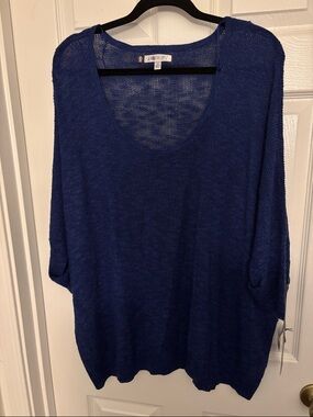 Jennifer Lopez Royal Blue Sheer Knit Top